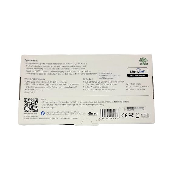 Wavlink Usb 3.0 Dual 2K Universal Docking Station WL-UG39DK1 - Picture 11 of 12